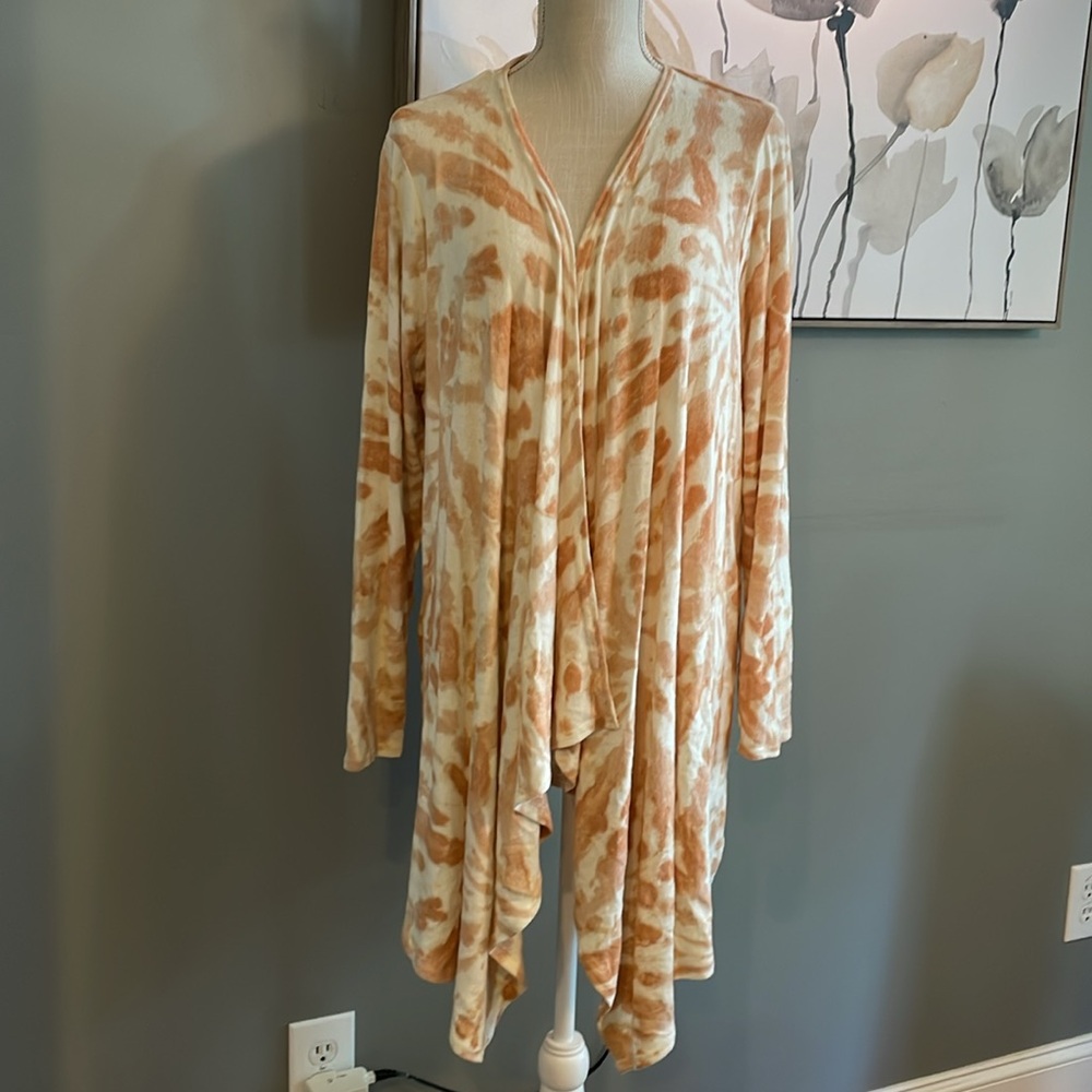 New Directions Sweater Duster Size XL Light Knit Animal Print Inspired Waterfall